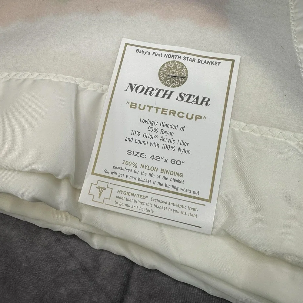 Vintage North Star Buttercup Baby's First Blanket Satin Trim Floral Pastel Fleec